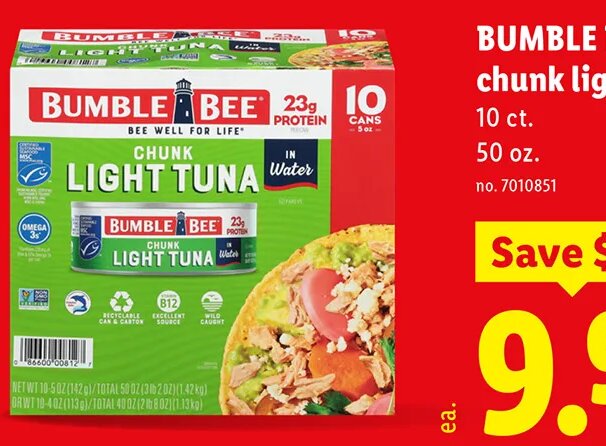 BUMBLE BEE chunk light tuna at Lidl