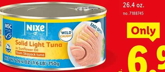 NIXE skipjack tuna in sunflower oil at Lidl