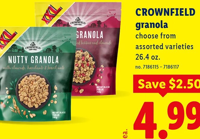 CROWNFIELD granola at Lidl