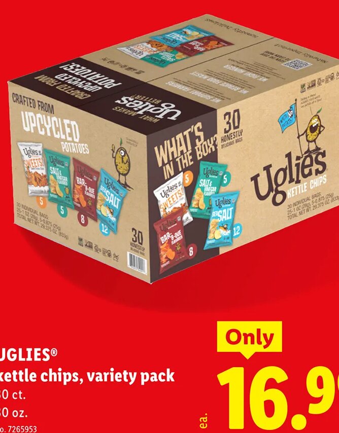 UGLIES kettle chips, variety pack