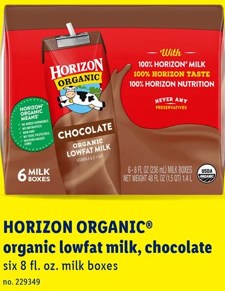 HORIZON ORGANIC organic lowfat milk, chocolate at Lidl