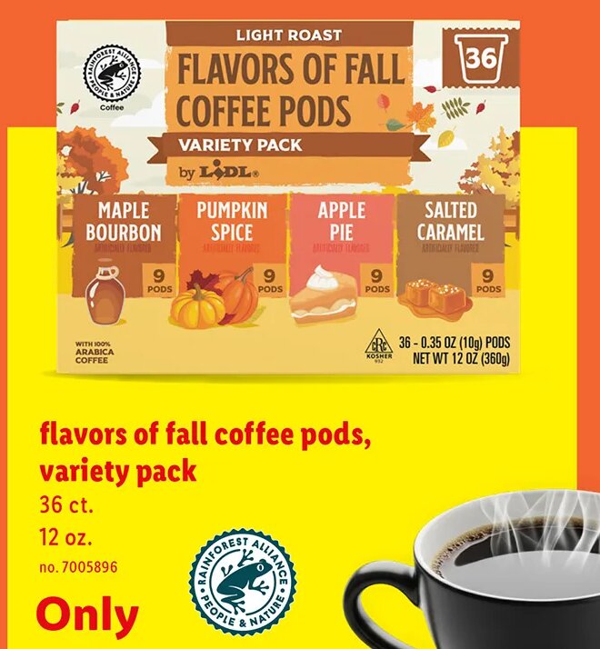 flavors of fall coffee pods, variety pack