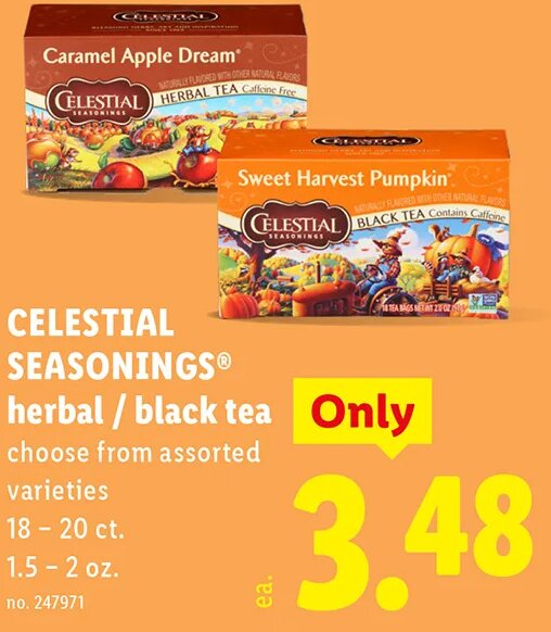 CELESTIAL SEASONINGS herbal / black tea at Lidl