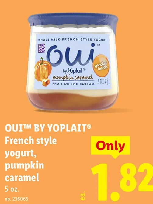 OUI™ BY YOPLAIT® French style yogurt, pumpkin caramel at Lidl