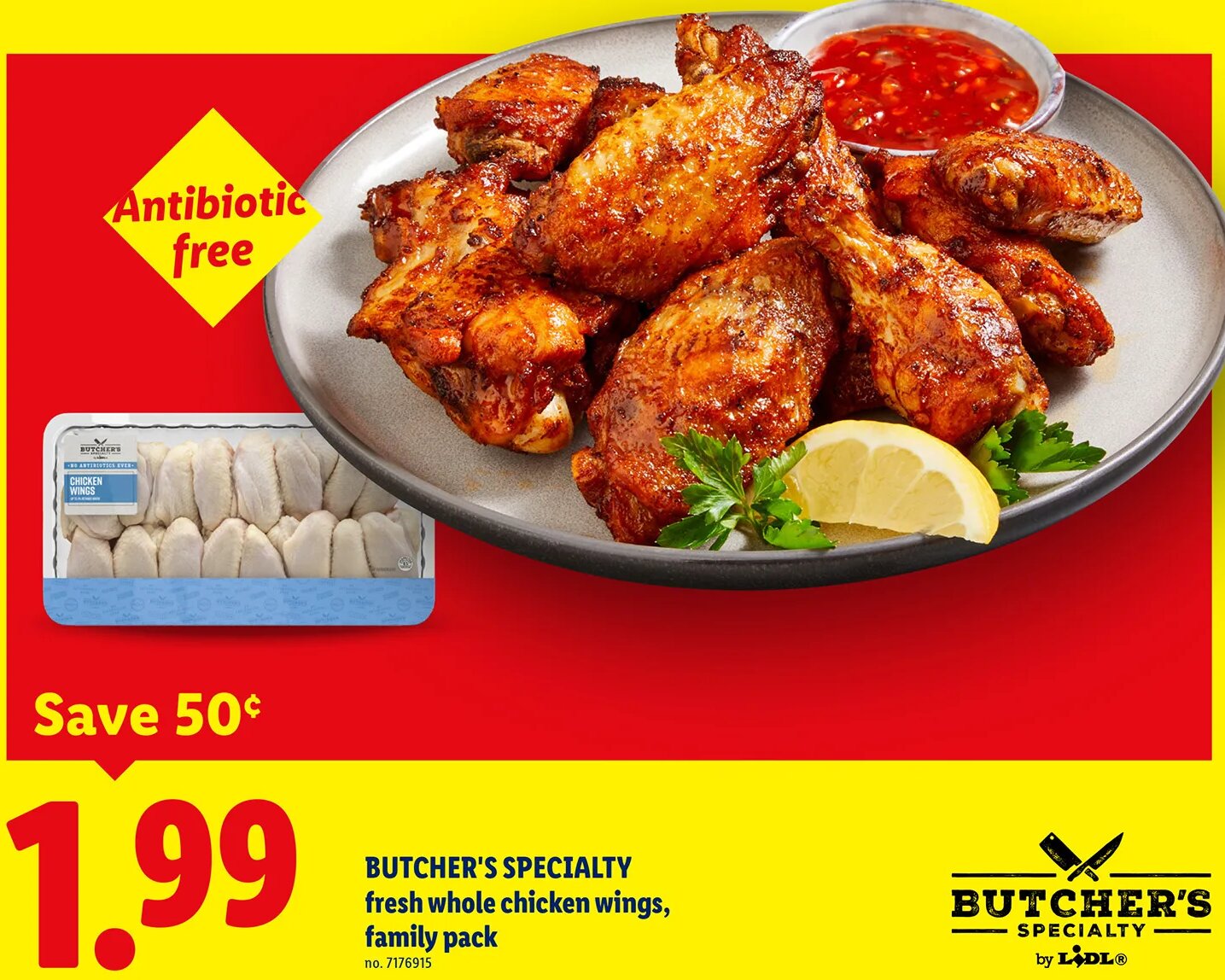 BUTCHER'S SPECIALTY fresh whole chicken wings at Lidl