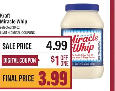 Kraft Miracle Whip at Lowes Foods