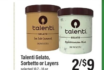 Talenti Gelato, Sorbetto or Layers at Lowes Foods