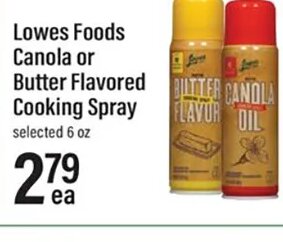 Lowes Foods Canola or Butter Flavored Cooking Spray at Lowes Foods