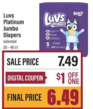 Luvs Platinum Jumbo Diapers at Lowes Foods