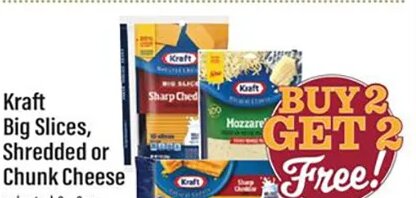 Kraft Big Slices, Shredded or Chunk Cheese