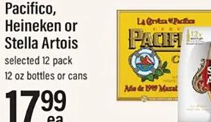 Pacifico, Heineken or Stella Artois at Lowes Foods