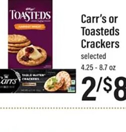 Carr's or Toasteds Crackers at Lowes Foods