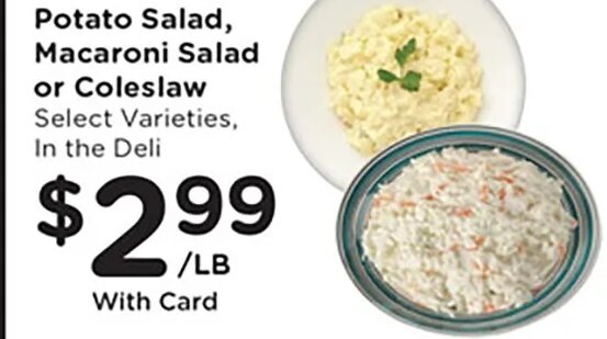 Potato Salad, Macaroni Salad or Coleslaw at Mariano's