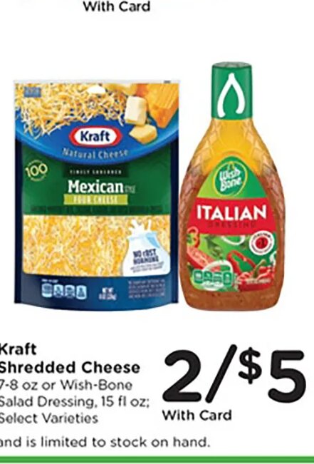 Kraft Shredded Cheese or Wish-Bone Salad Dressing at Mariano's