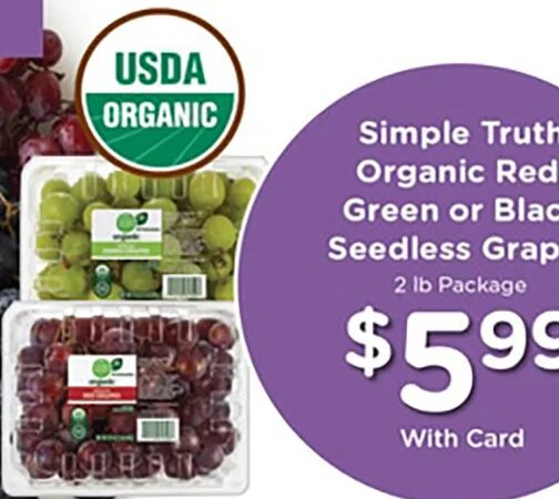 Simple Truth Organic Red, Green or Black Seedless Grapes at Mariano's