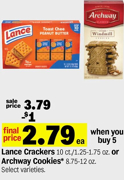 Lance Crackers or Archway Cookies at Meijer