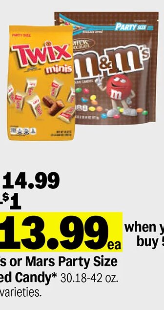 M&M's or Mars Party Size Bagged Candy