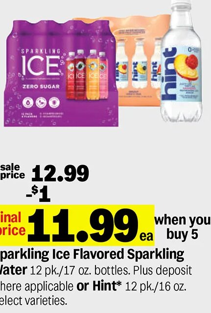Sparkling Ice Flavored Sparkling Water or Hint