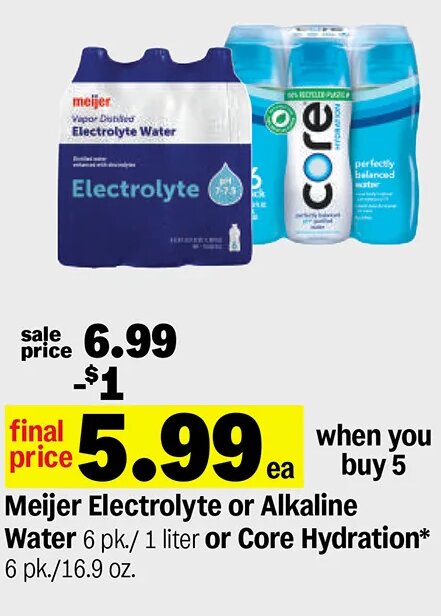 Meijer Electrolyte or Alkaline Water or Core Hydration