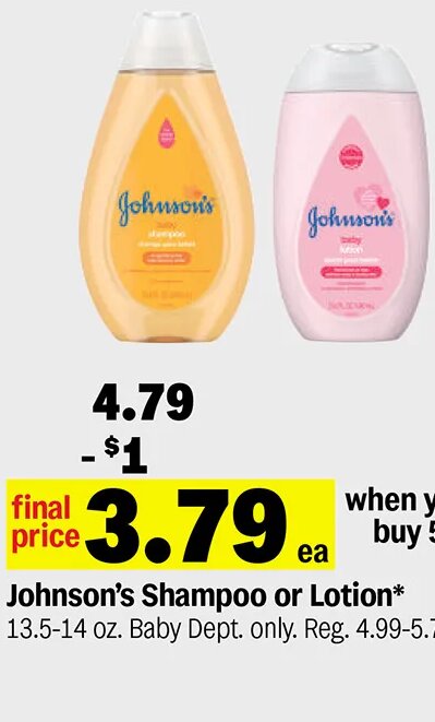 Johnson's Shampoo or Lotion