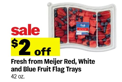 Fresh from Meijer Red, White and Blue Fruit Flag Trays