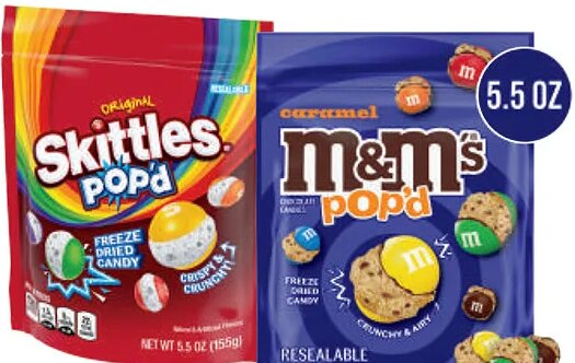 Skittles or M&M's Pop'd Freeze Dried Candy