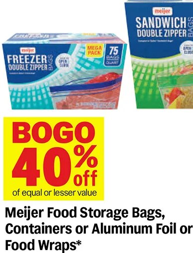 Meijer Food Storage Bags, Containers or Aluminum Foil or Food Wraps