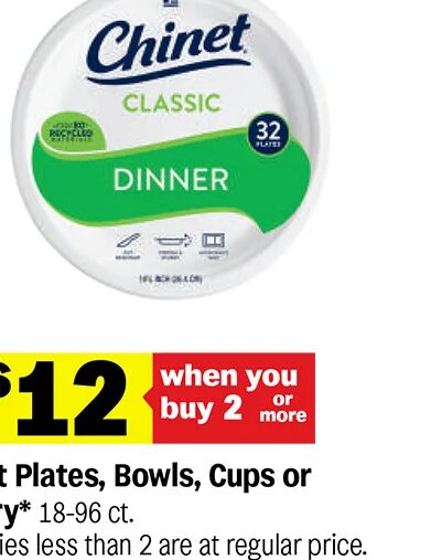 Chinet Plates, Bowls, Cups or Cutlery