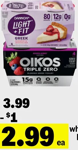Dannon Light & Fit or Oikos Greek Yogurt at Meijer