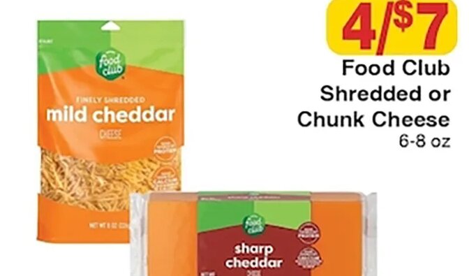 Food Club Shredded or Chunk Cheese at Piggly Wiggly