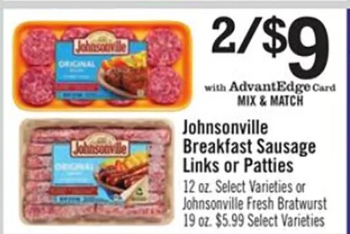 Johnsonville Breakfast Sausage Links or Patties at Price Chopper