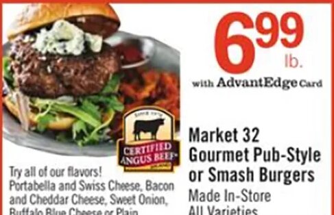 Market 32 Gourmet Pub-Style or Smash Burgers at Price Chopper