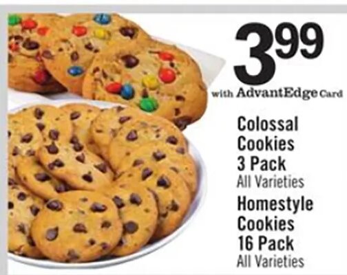 Colossal Cookies 3 Pack / Homestyle Cookies 16 Pack at Price Chopper