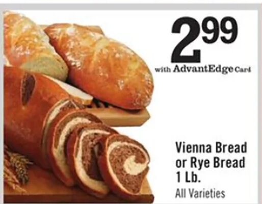 Vienna Bread or Rye Bread at Price Chopper