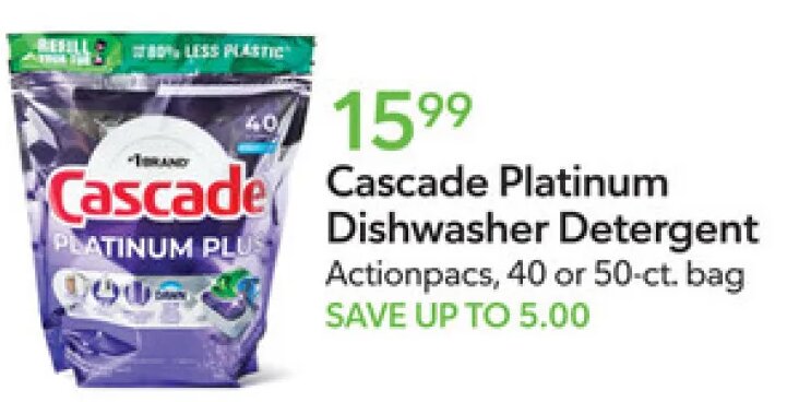 Cascade Platinum Dishwasher Detergent at Publix