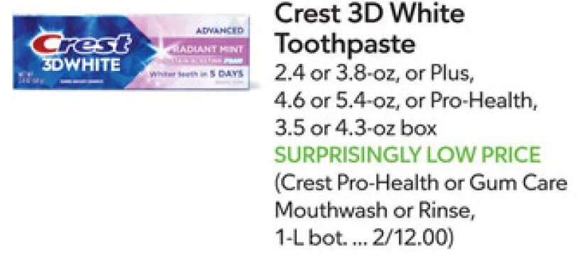 Crest 3D White Toothpaste at Publix