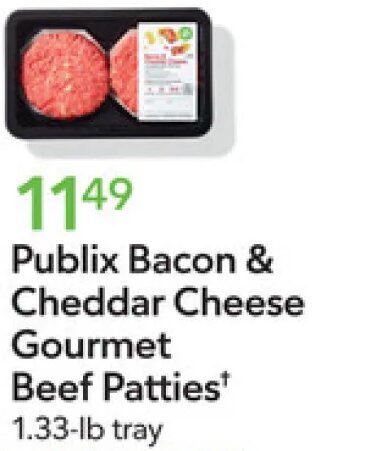 Publix Bacon & Cheddar Cheese Gourmet Beef Patties at Publix
