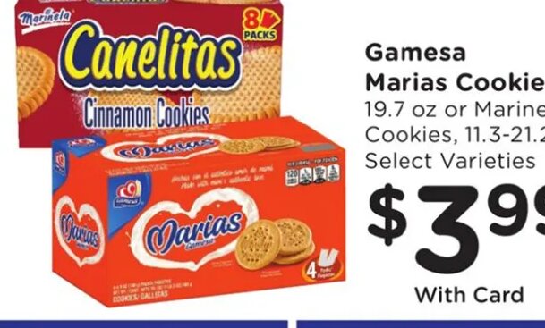 Gamesa Marias Cookies or Marinela Canelitas