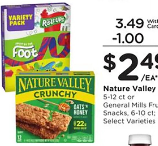 Nature Valley Bars or General Mills Fruit Snacks at Ralphs