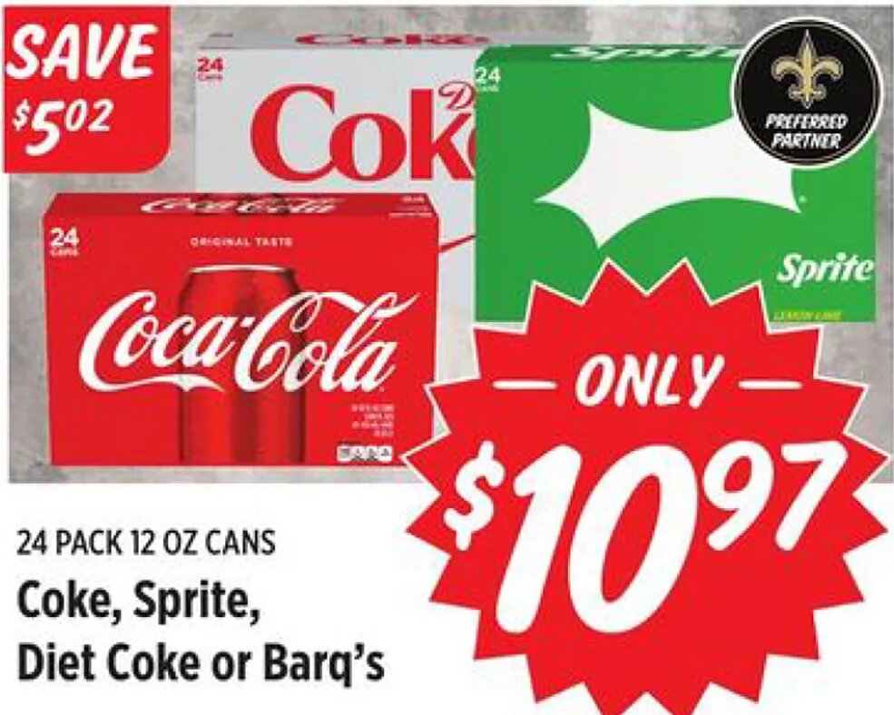 Coke, Sprite, Diet Coke or Barq's at Rouses