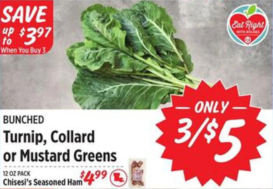 Turnip, Collard or Mustard Greens