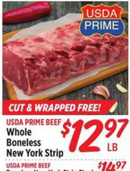 USDA Prime Beef Whole Boneless New York Strip