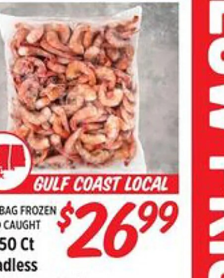 41/50 Ct Headless Gulf Brown Shrimp