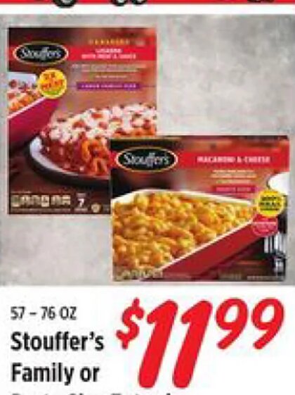 Stouffer's Family or Party Size Entreés at Rouses