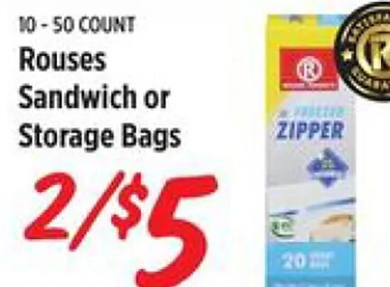 Rouses Sandwich or Storage Bags