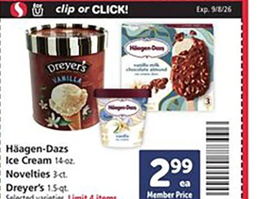 Häagen-Dazs Ice Cream, Dreyer's at Safeway