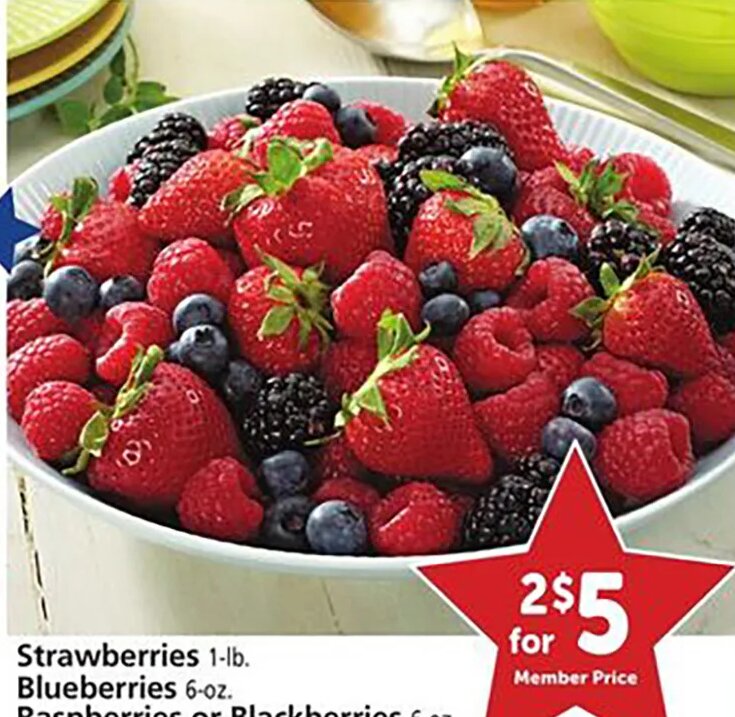 Strawberries, Blueberries, Raspberries or Blackberries