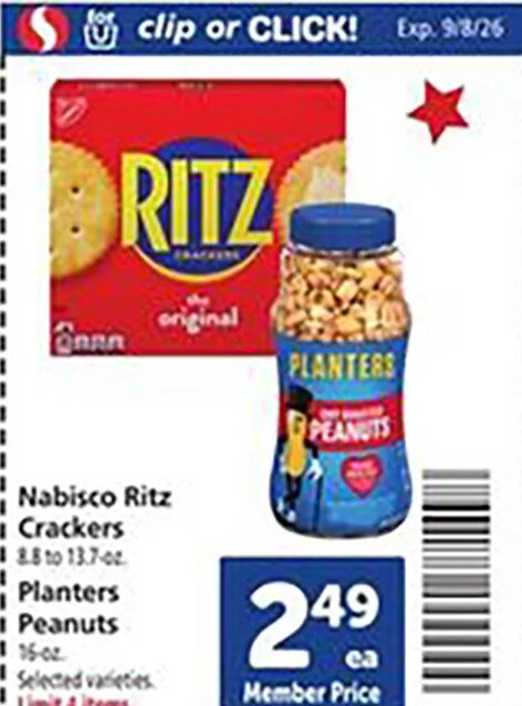 Nabisco Ritz Crackers and Planters Peanuts at Safeway