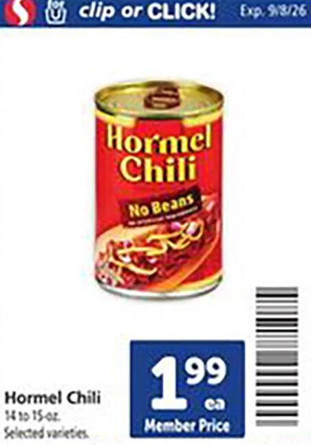 Hormel Chili at Safeway