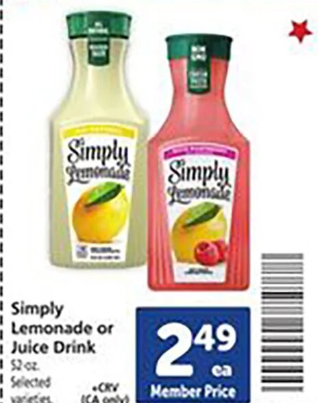 Simply Lemonade or Juice Drink at Safeway